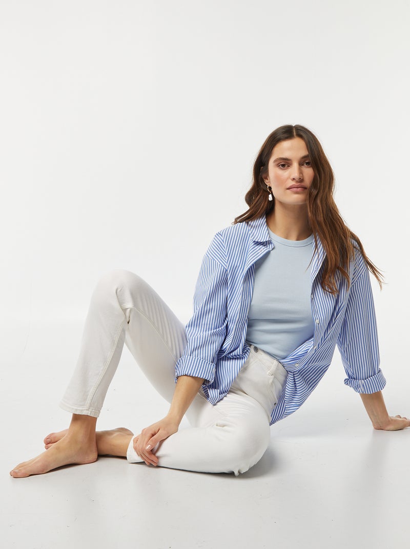 Pantalon slim en denim - L30 Blanc - Kiabi