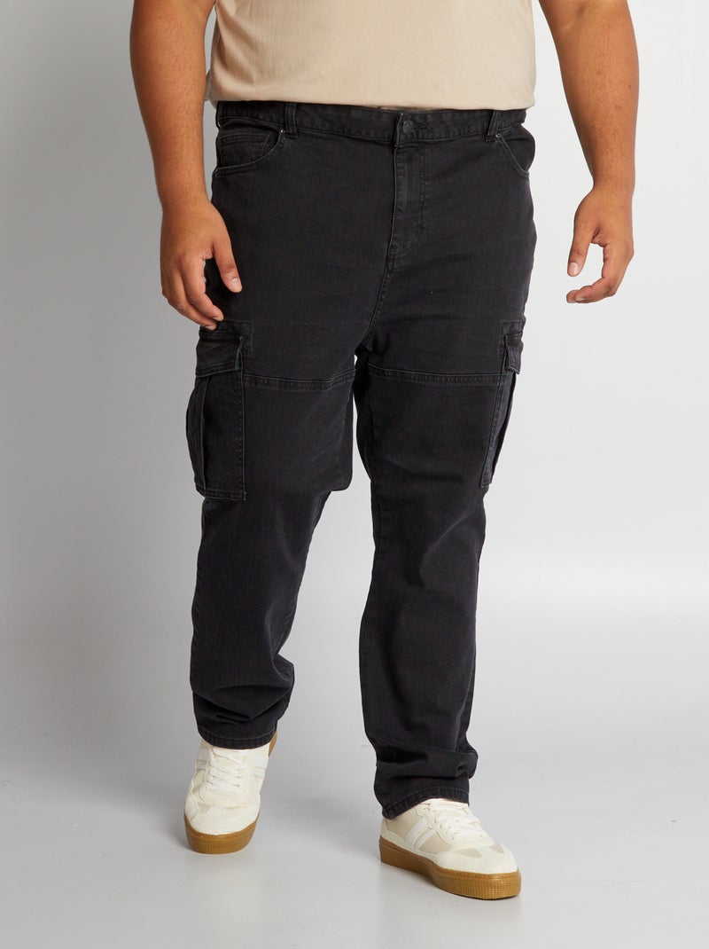 Pantalon slim en denim multi poches - 36L + d'1m90 Noir - Kiabi