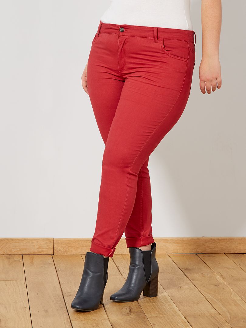 Pantalon slim en gabardine stretch rouge - Kiabi