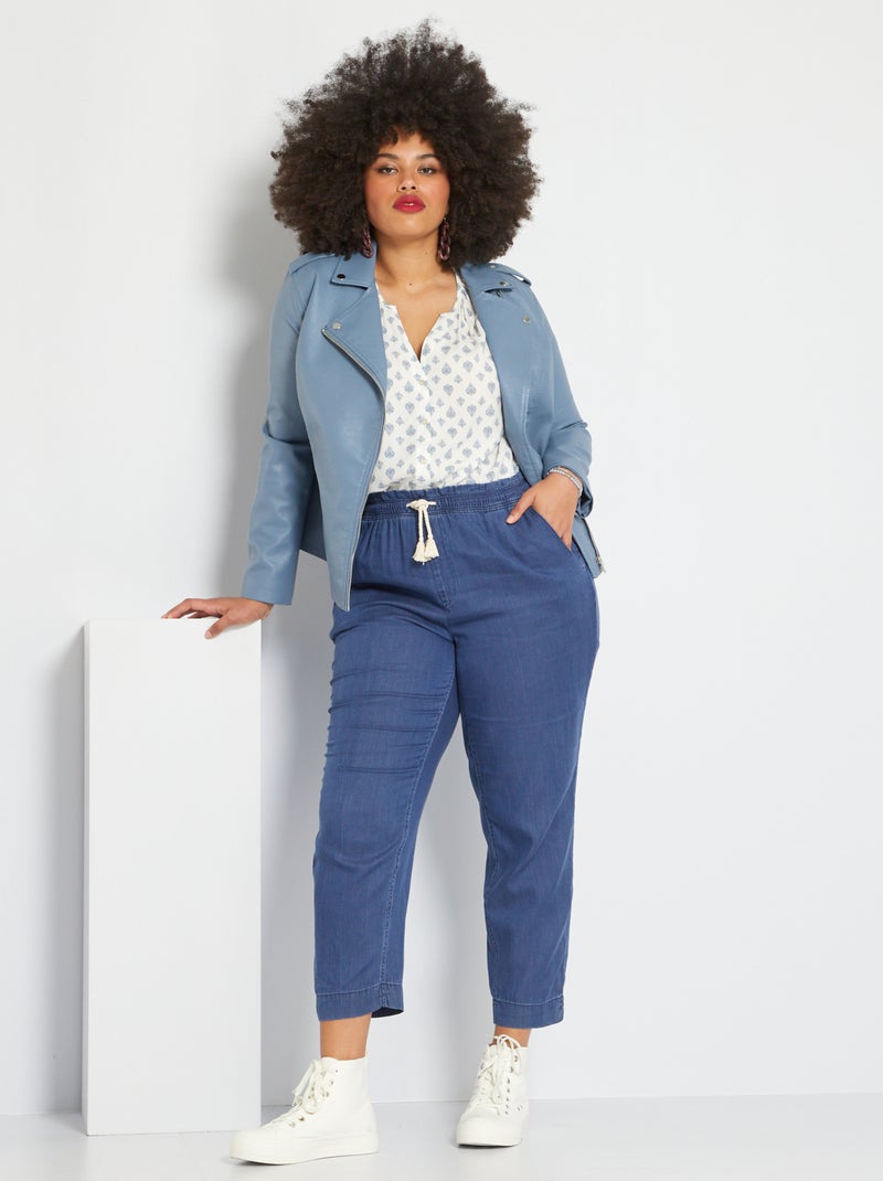 Pantalon slim en lyocell Bleu foncé - Kiabi