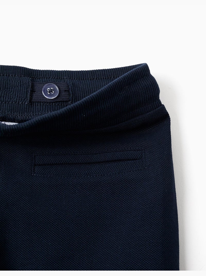 Pantalon slim en piqué de coton avec cordon Bleu foncé - Kiabi