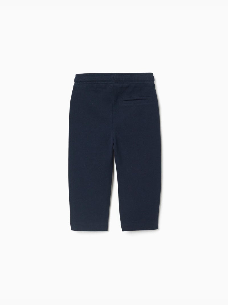 Pantalon slim en piqué de coton avec cordon Bleu foncé - Kiabi