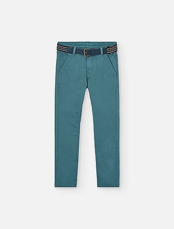 Pantalon slim en sergé avec ceinture