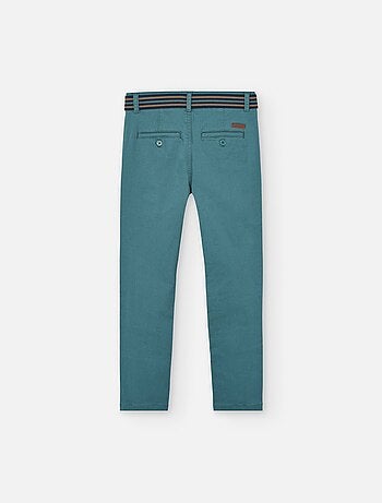 Pantalon slim en sergé avec ceinture