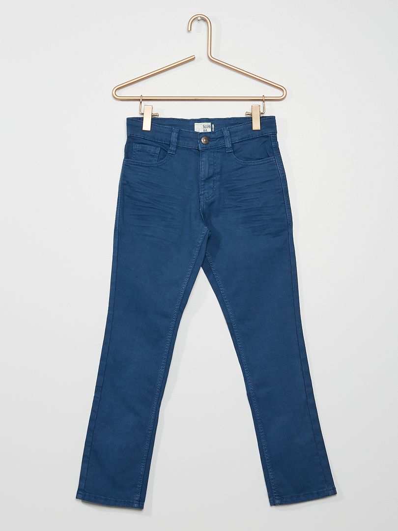 Pantalon slim en twill bleu foncé - Kiabi