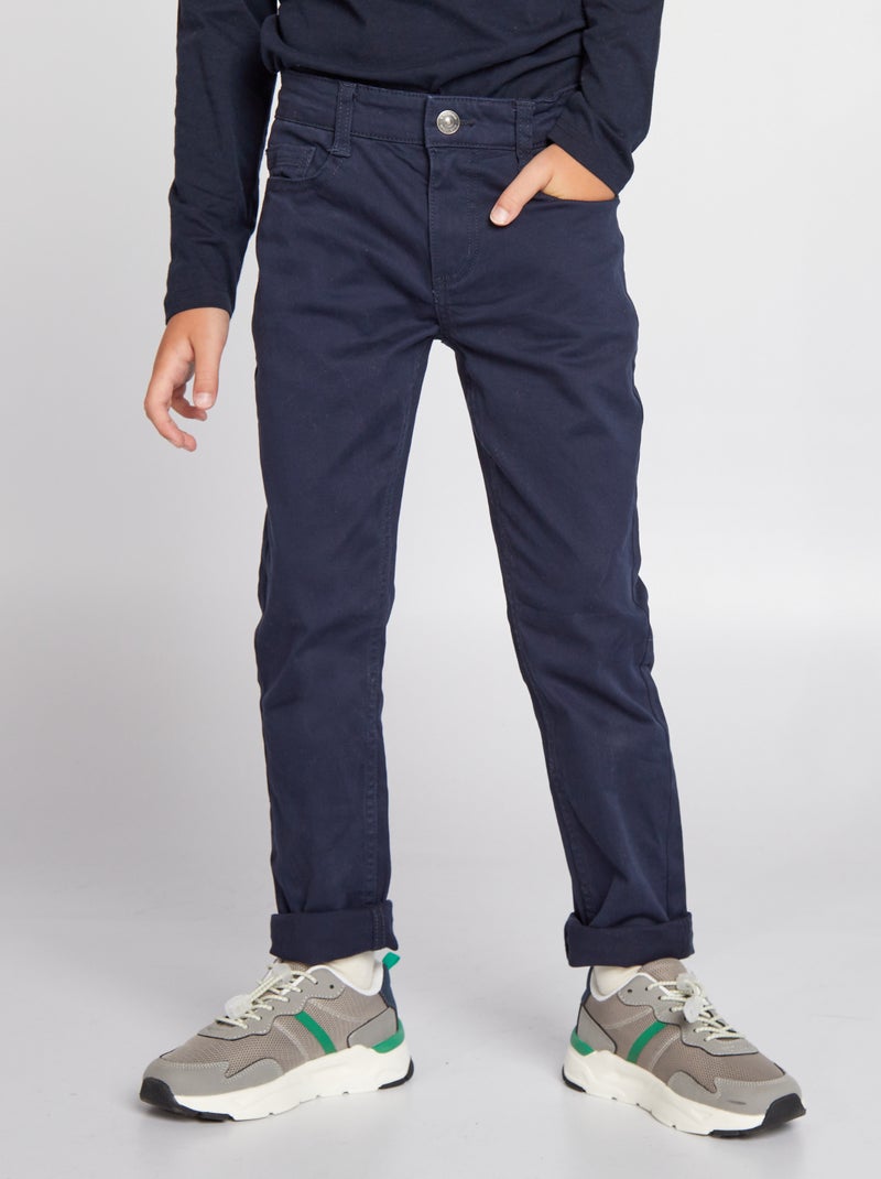 Pantalon slim en twill bleu marine - Kiabi