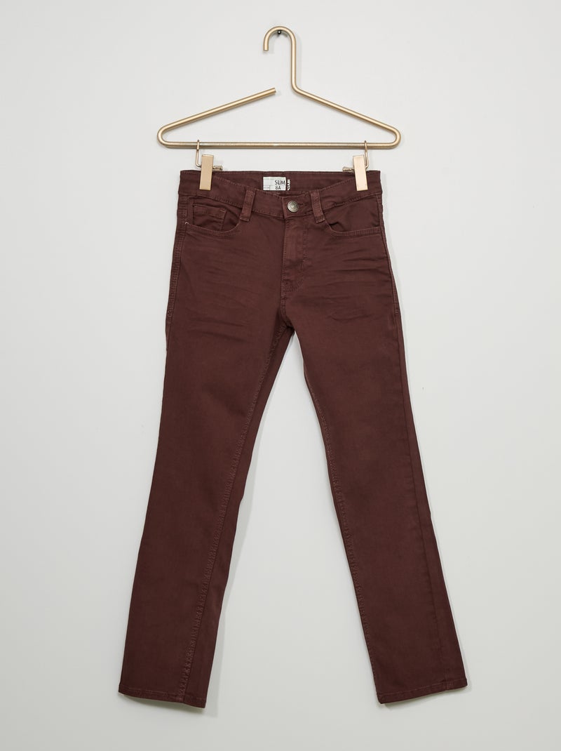 Pantalon slim en twill Bordeaux - Kiabi
