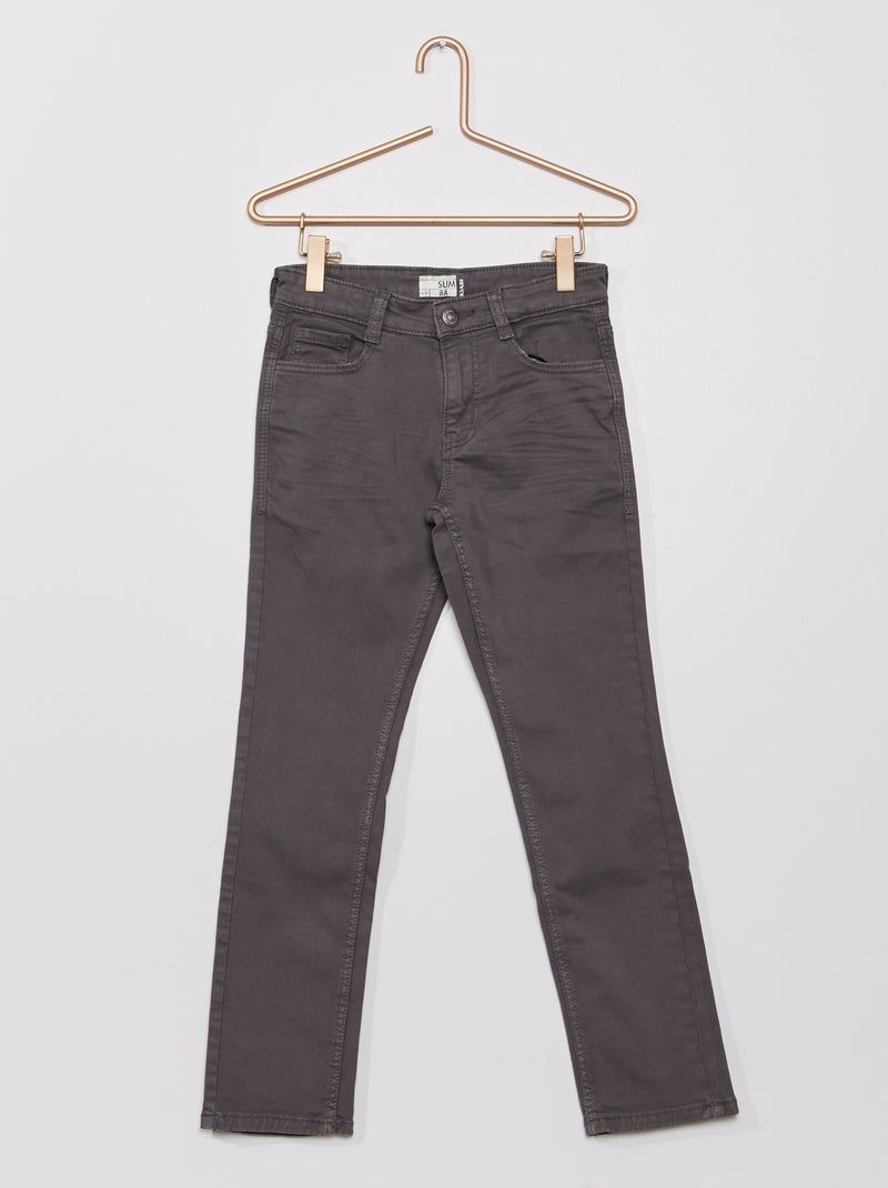 Pantalon slim en twill Gris - Kiabi