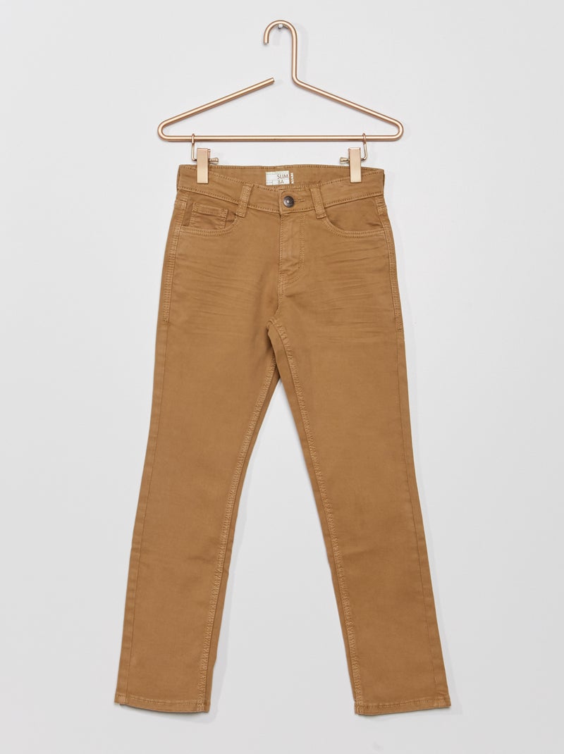 Pantalon slim en twill Marron - Kiabi