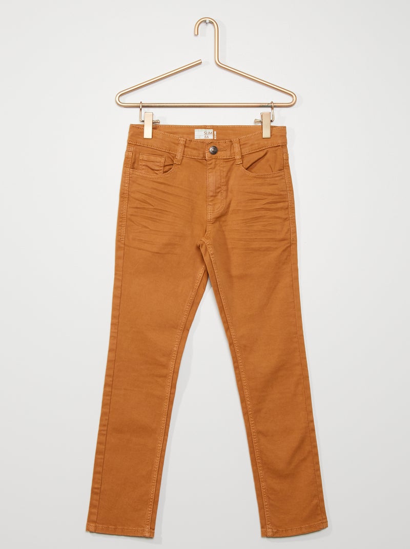 Pantalon slim en twill orange - Kiabi
