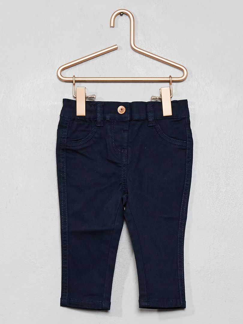 Pantalon slim en twill stretch bleu marine - Kiabi