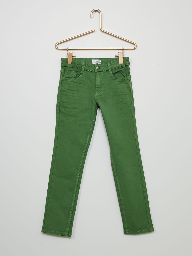 Pantalon slim en twill vert - Kiabi