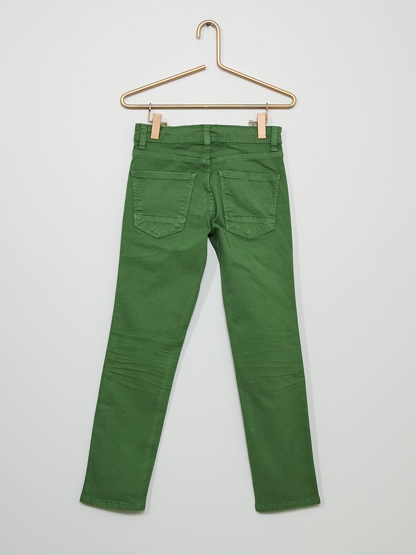 Pantalon slim en twill vert - Kiabi