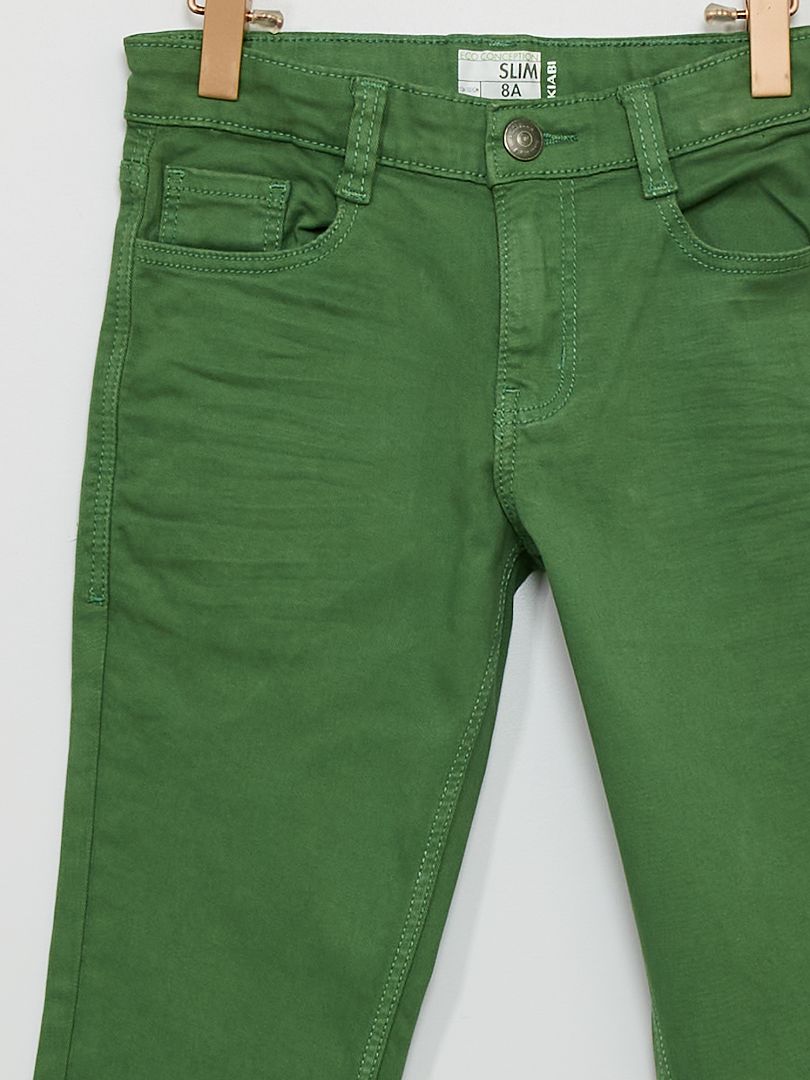 Pantalon slim en twill vert - Kiabi