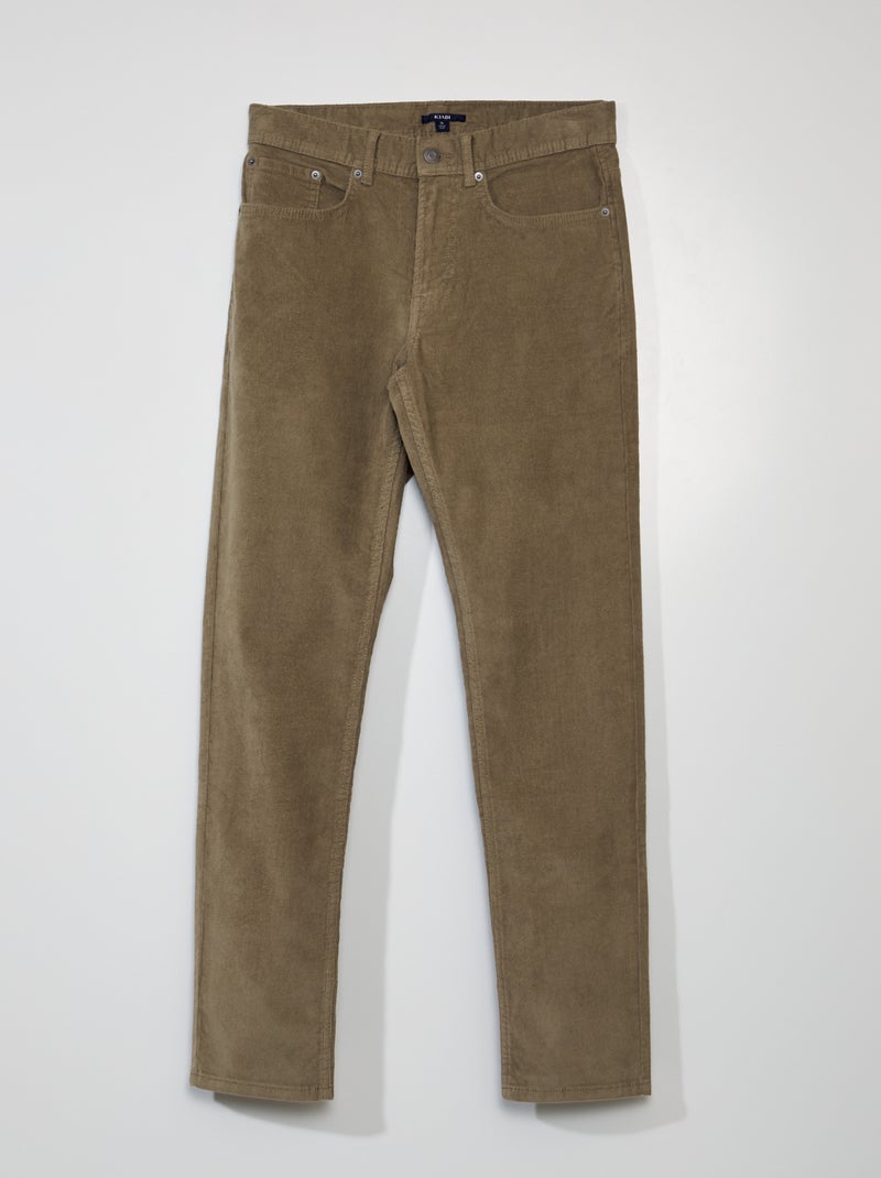 Pantalon slim en velours côtelé Beige - Kiabi