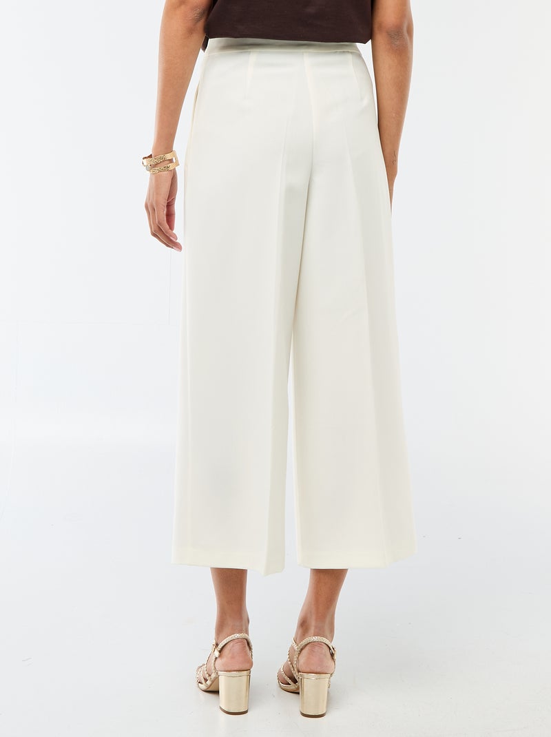 Pantalon slim femme en chaîne et trame lourd Blanc - Kiabi
