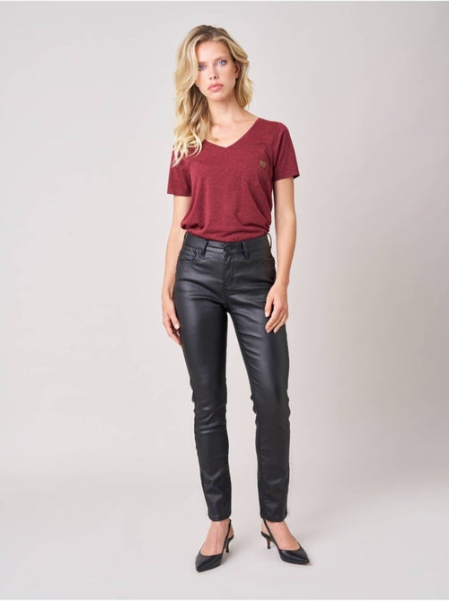 Pantalon slim femme en toile enduite 'deeluxe' - Kiabi