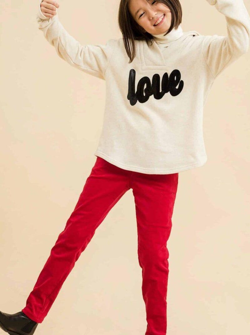 Pantalon Slim Fille  Velours Rouge Stretch  MORGAN - 'LA FAUTE A VOLTAIRE' Rouge - Kiabi