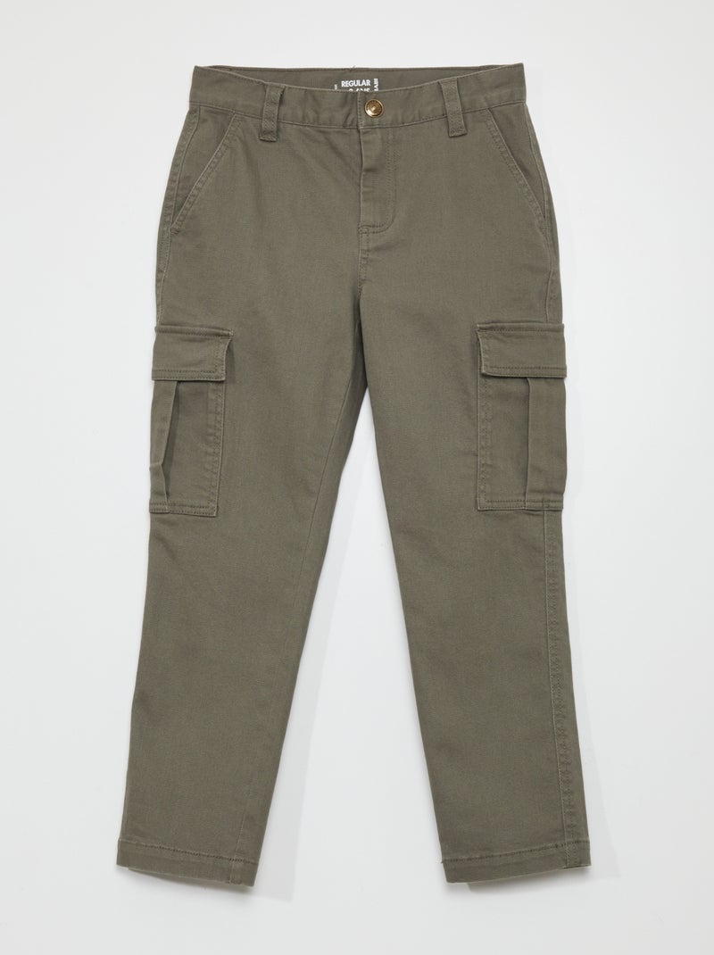 Pantalon slim fit à poches Kaki - Kiabi