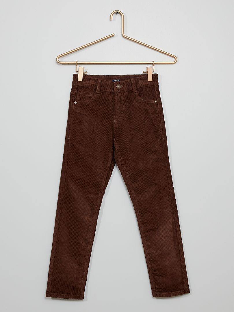 Pantalon slim fit velours marron - Kiabi