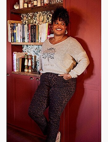 Pantalon slim imprimé léopard