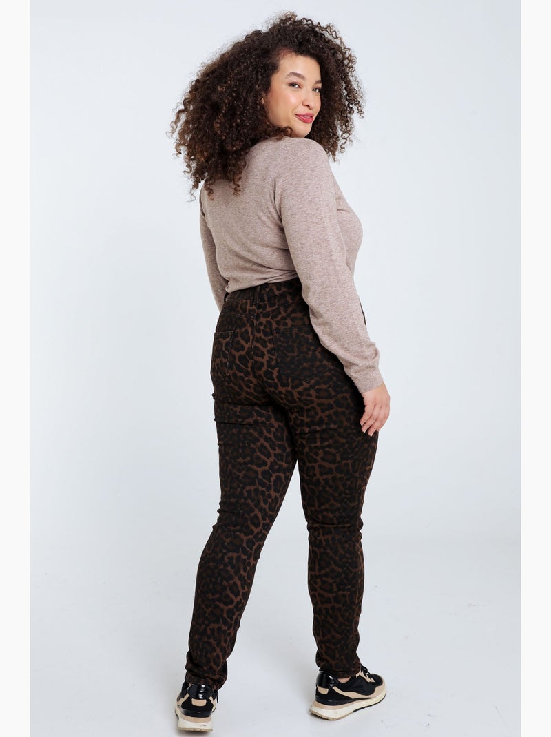 Pantalon slim imprimé léopard PAPRIKA Marron - Kiabi