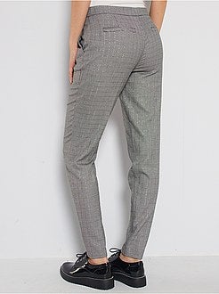 Pantalon slim imprimé pied de poule - Kiabi