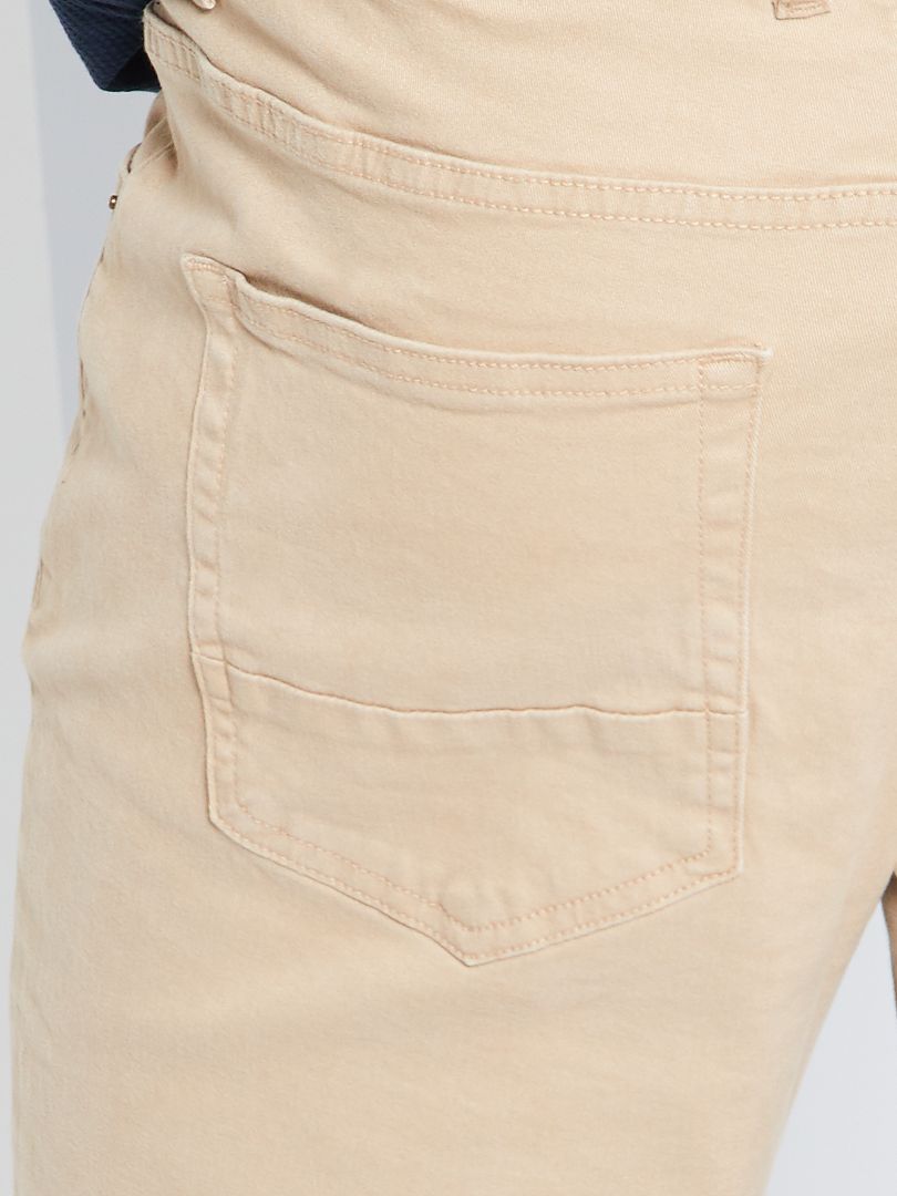 Pantalon slim en twill avec taille ajustable - Beige - Kiabi - 8.00€