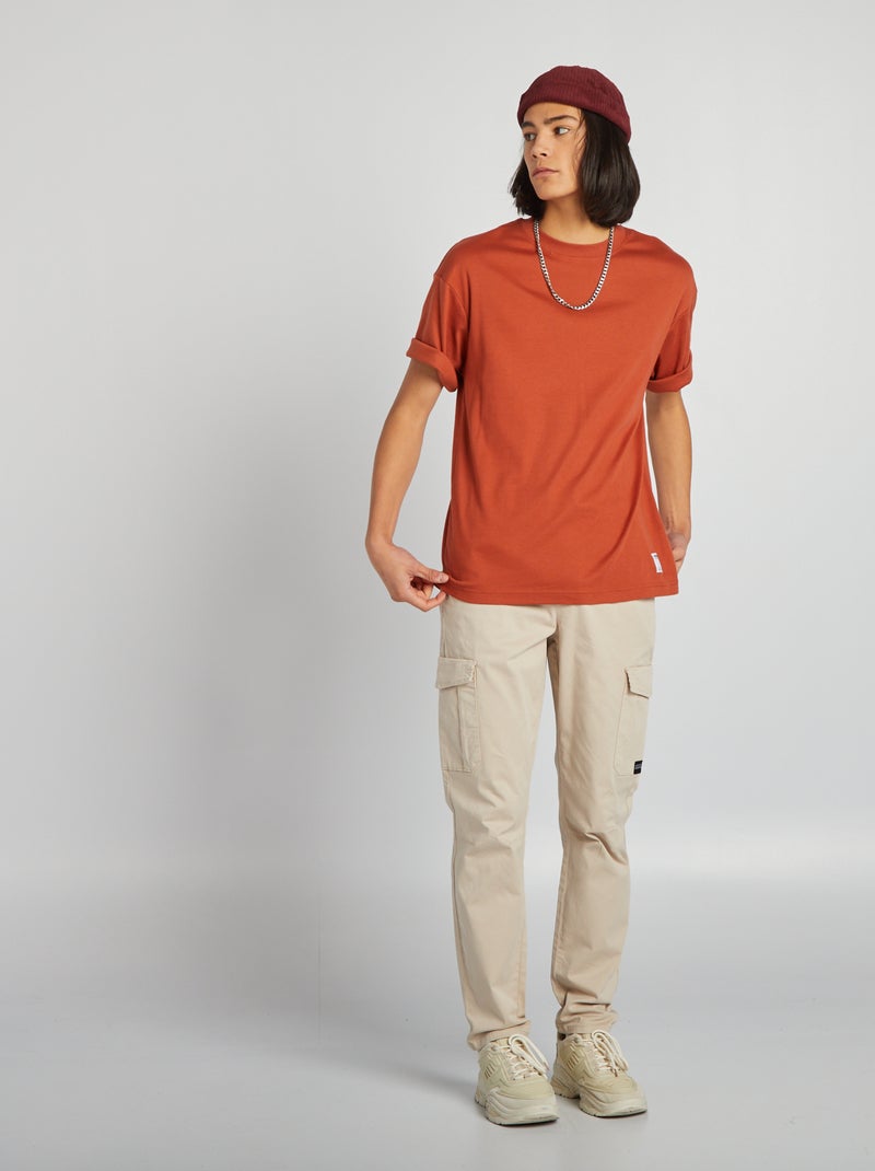 Pantalon slim multipoches Beige - Kiabi