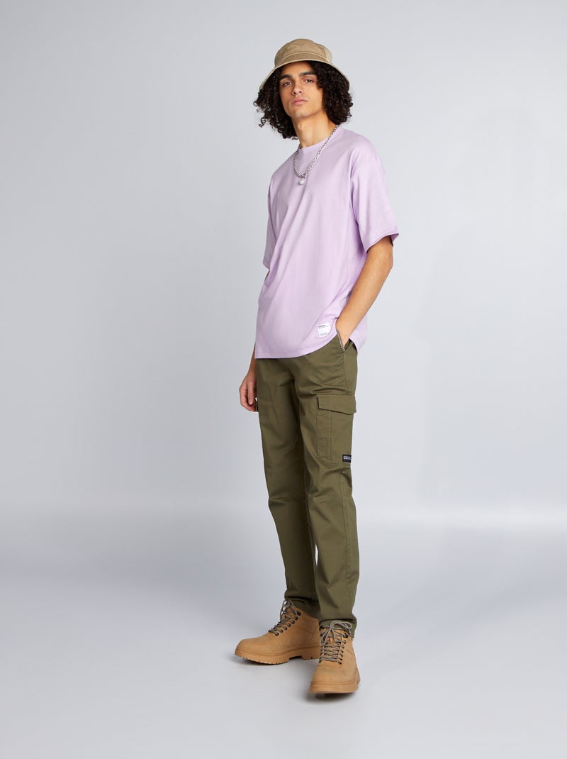 Pantalon slim multipoches Kaki - Kiabi