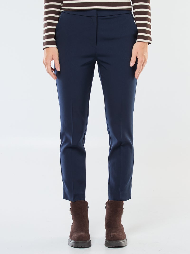 Pantalon slim pour femme uni à taille standard Bleu - Kiabi