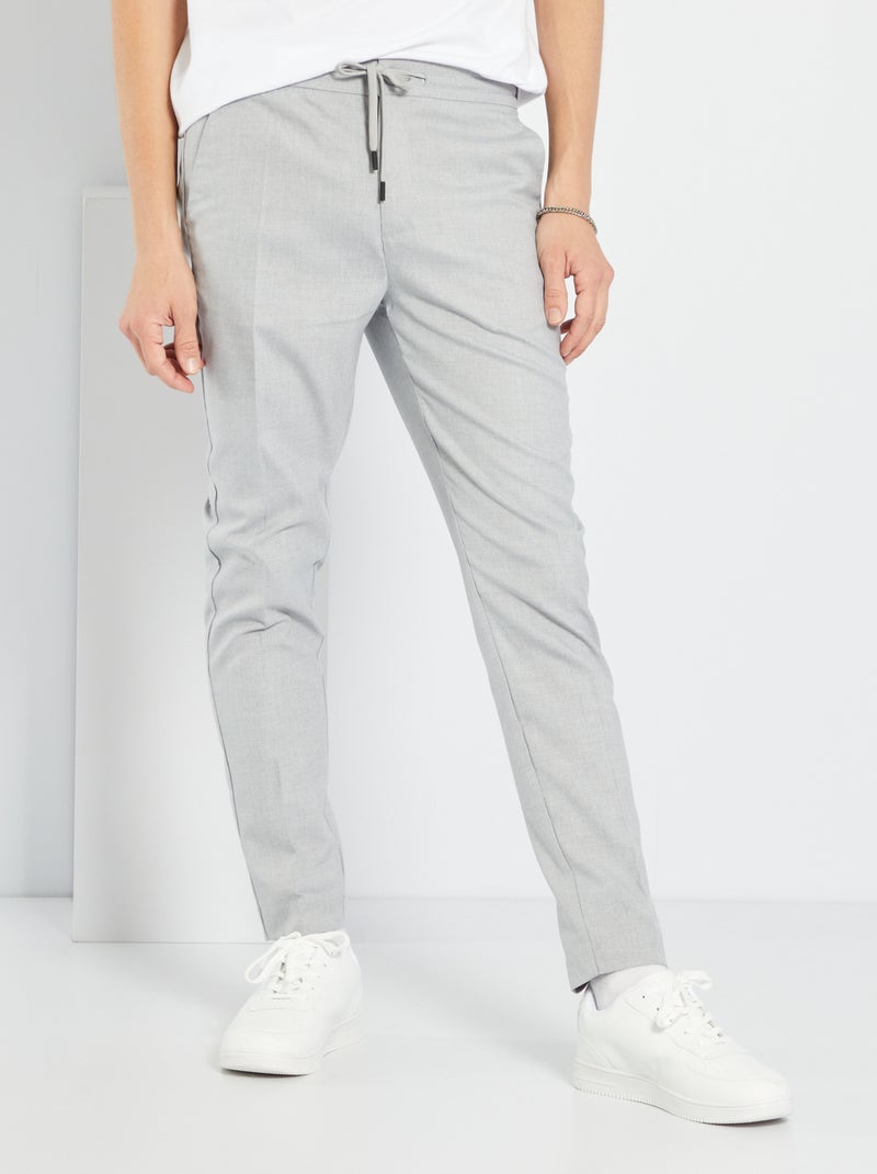 Pantalon slim taille élastique gris - Kiabi