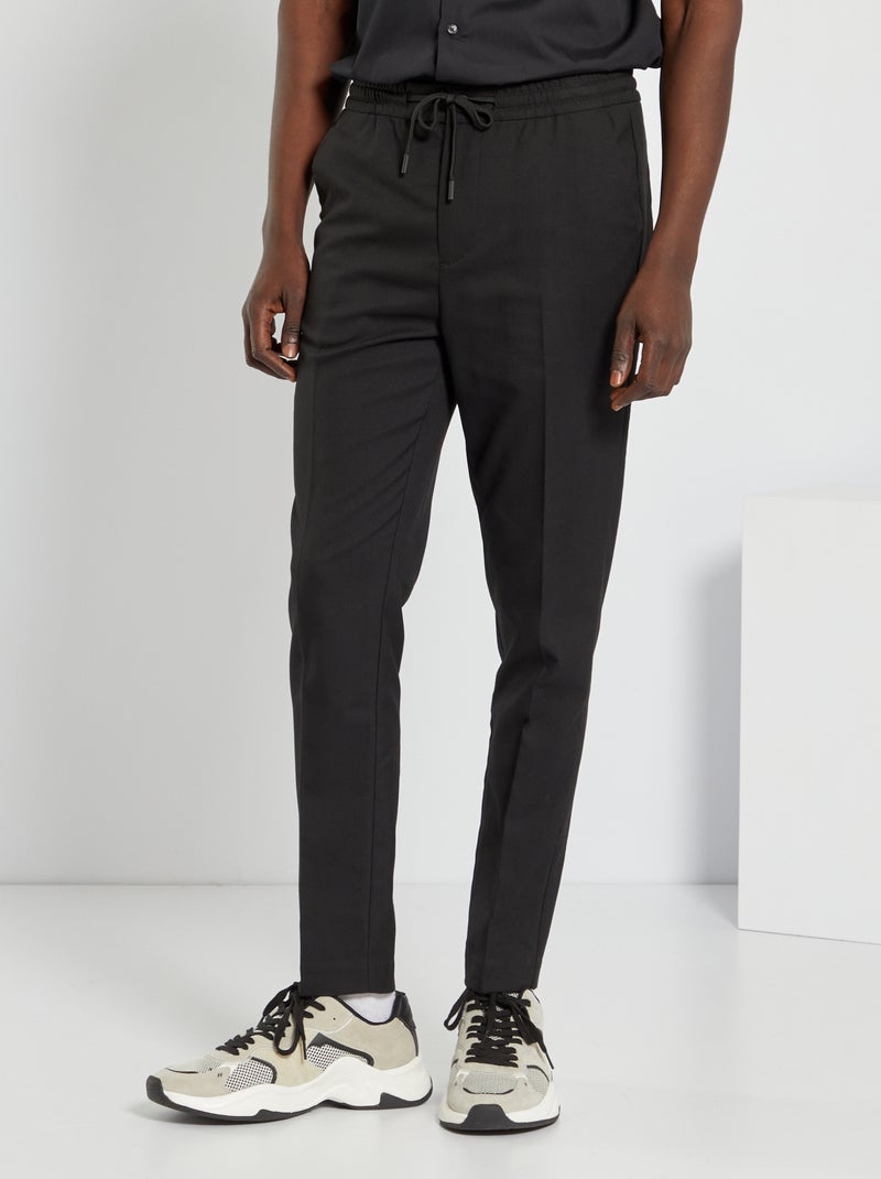 Pantalon slim taille élastique noir - Kiabi