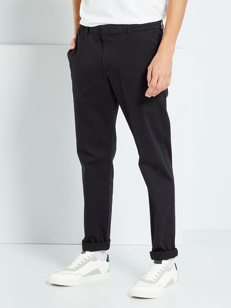 Pantalon slim taille élastiquée noir - Kiabi