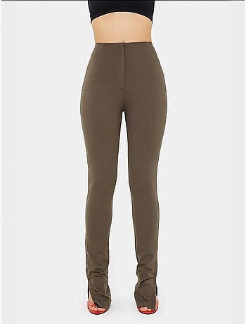Pantalon slim taille haute avec fermeture zippée
