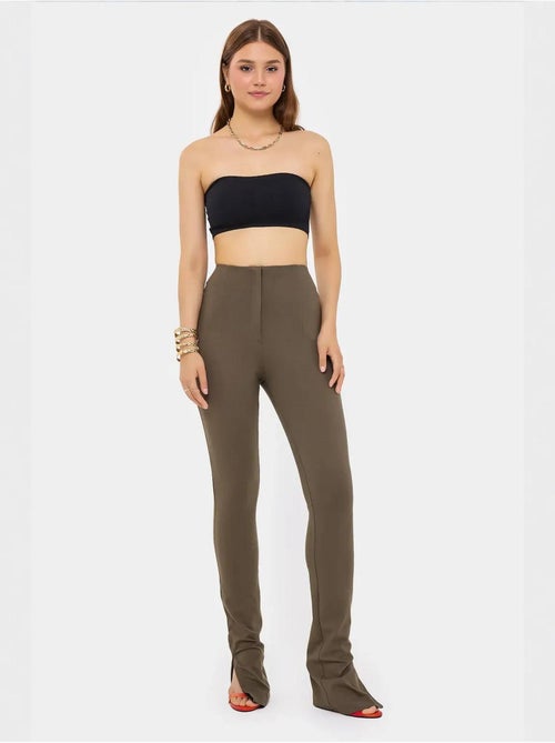 Pantalon slim taille haute avec fermeture zippée - Kiabi