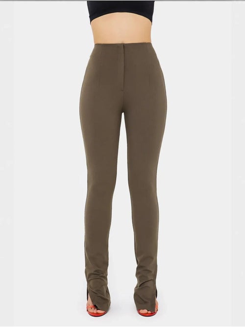 Pantalon slim taille haute avec fermeture zippée - Kiabi