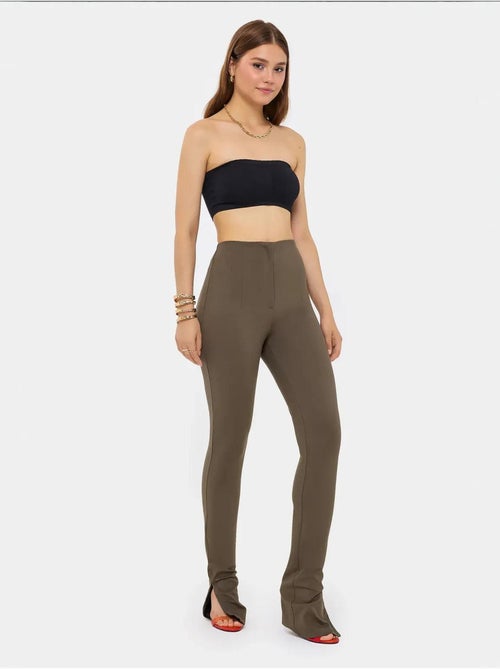 Pantalon slim taille haute avec fermeture zippée - Kiabi