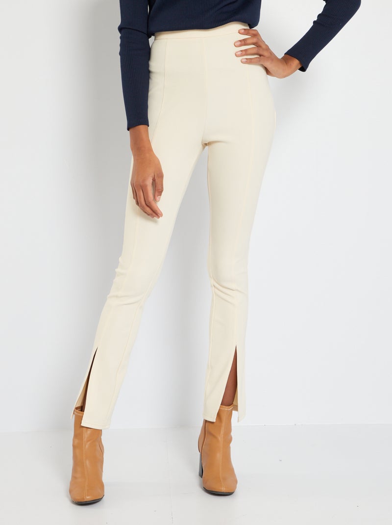 Pantalon slim taille haute beige - Kiabi