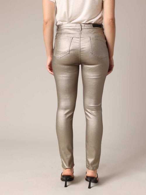 Pantalon slim taille haute, effet métallisé 'Deeluxe' - Kiabi