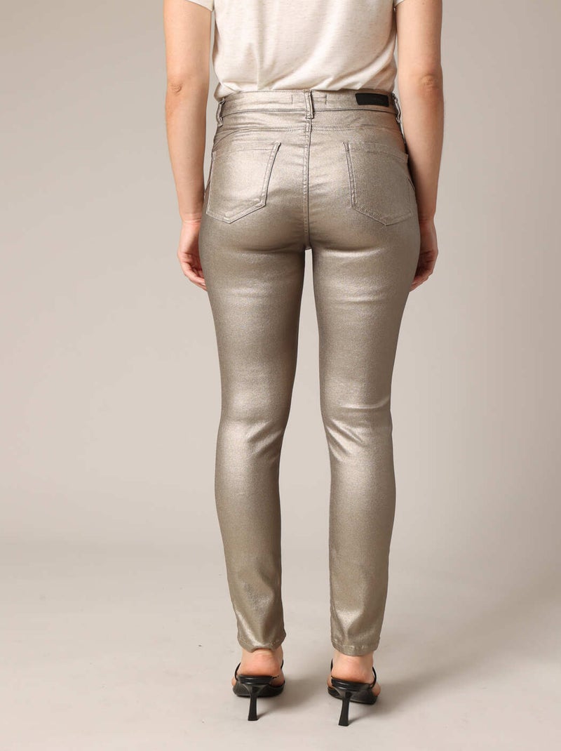 Pantalon slim taille haute, effet métallisé 'Deeluxe' Doré/or - Kiabi