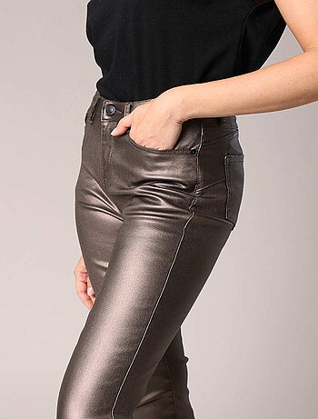 Pantalon slim taille haute, effet métallisé 'Deeluxe'