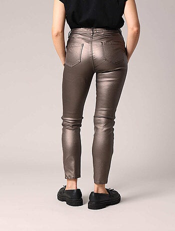 Pantalon slim taille haute, effet métallisé 'Deeluxe'