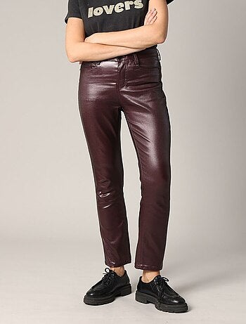 Pantalon slim taille haute, effet métallisé 'Deeluxe'