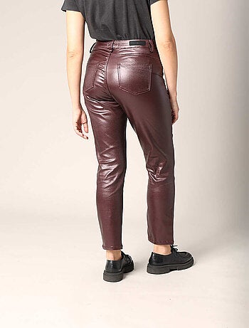 Pantalon slim taille haute, effet métallisé 'Deeluxe'