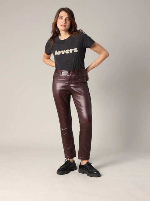 Pantalon slim taille haute, effet métallisé 'Deeluxe' - Kiabi