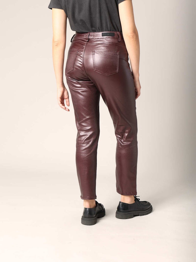 Pantalon slim taille haute, effet métallisé 'Deeluxe' Violet - Kiabi
