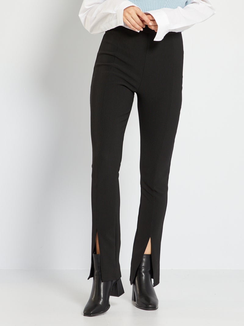 Pantalon slim taille haute noir - Kiabi