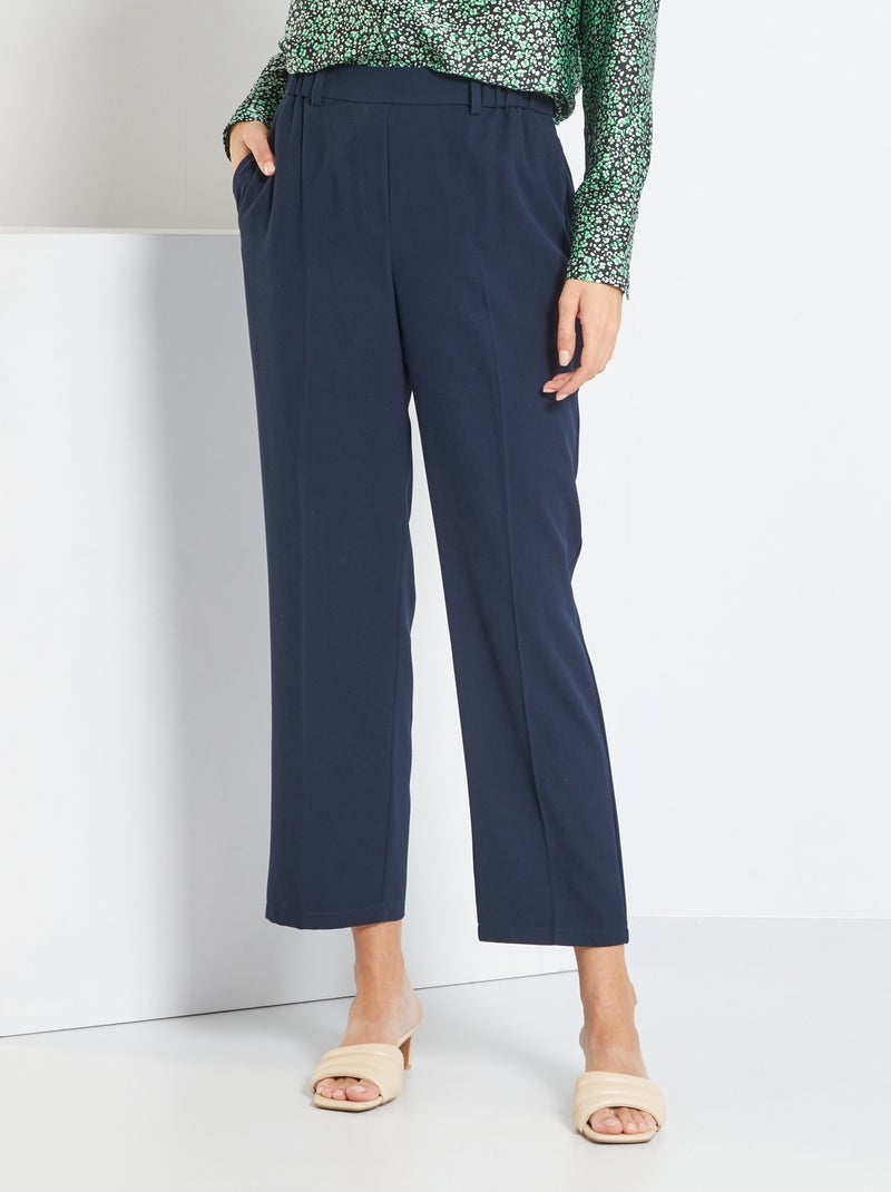 Pantalon smart taille haute Bleu marine - Kiabi
