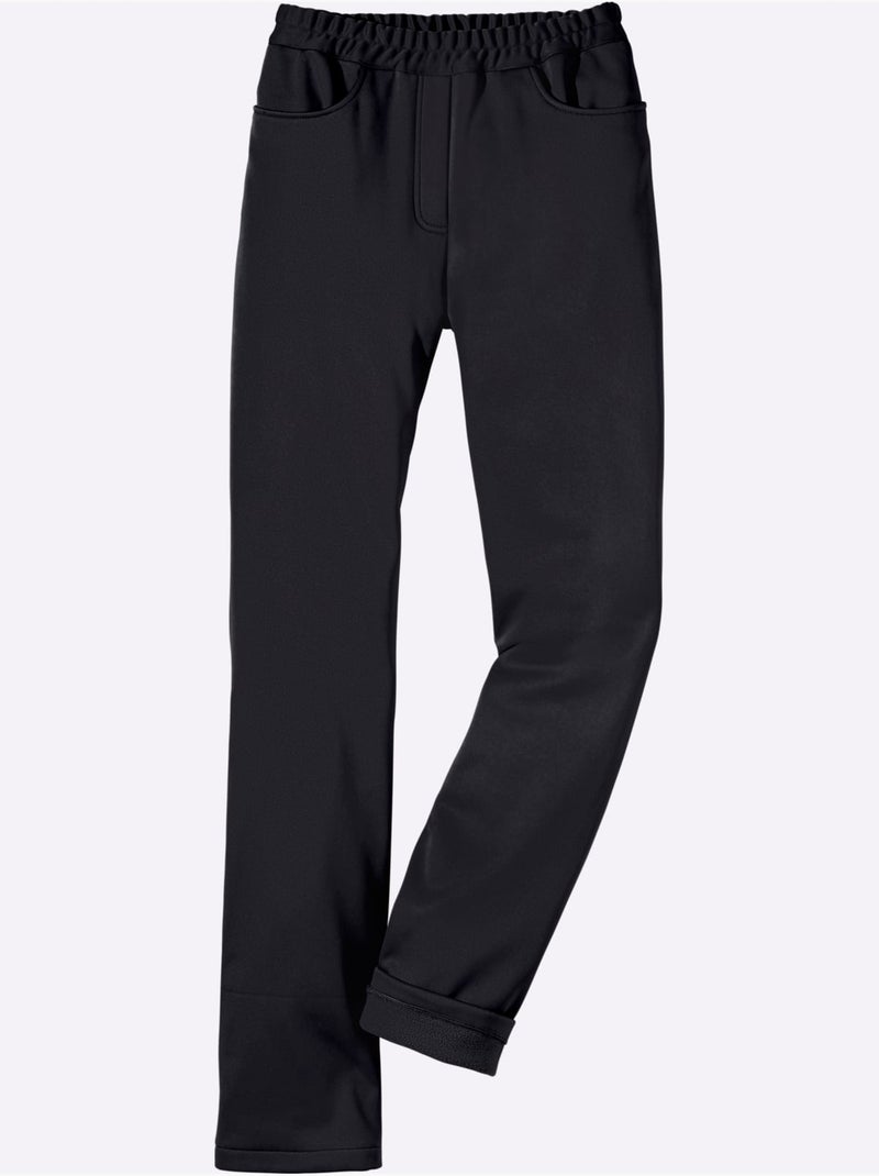 Pantalon softshell à ceinture élastique et empiècement galbant - taille courte - moda vilona Noir - Kiabi